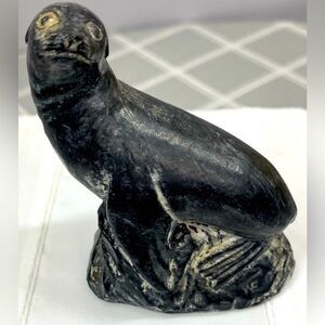 Seal Carved Figurine Al Wolf Sculptures Canada Inuit Style Mammal Pinniped
